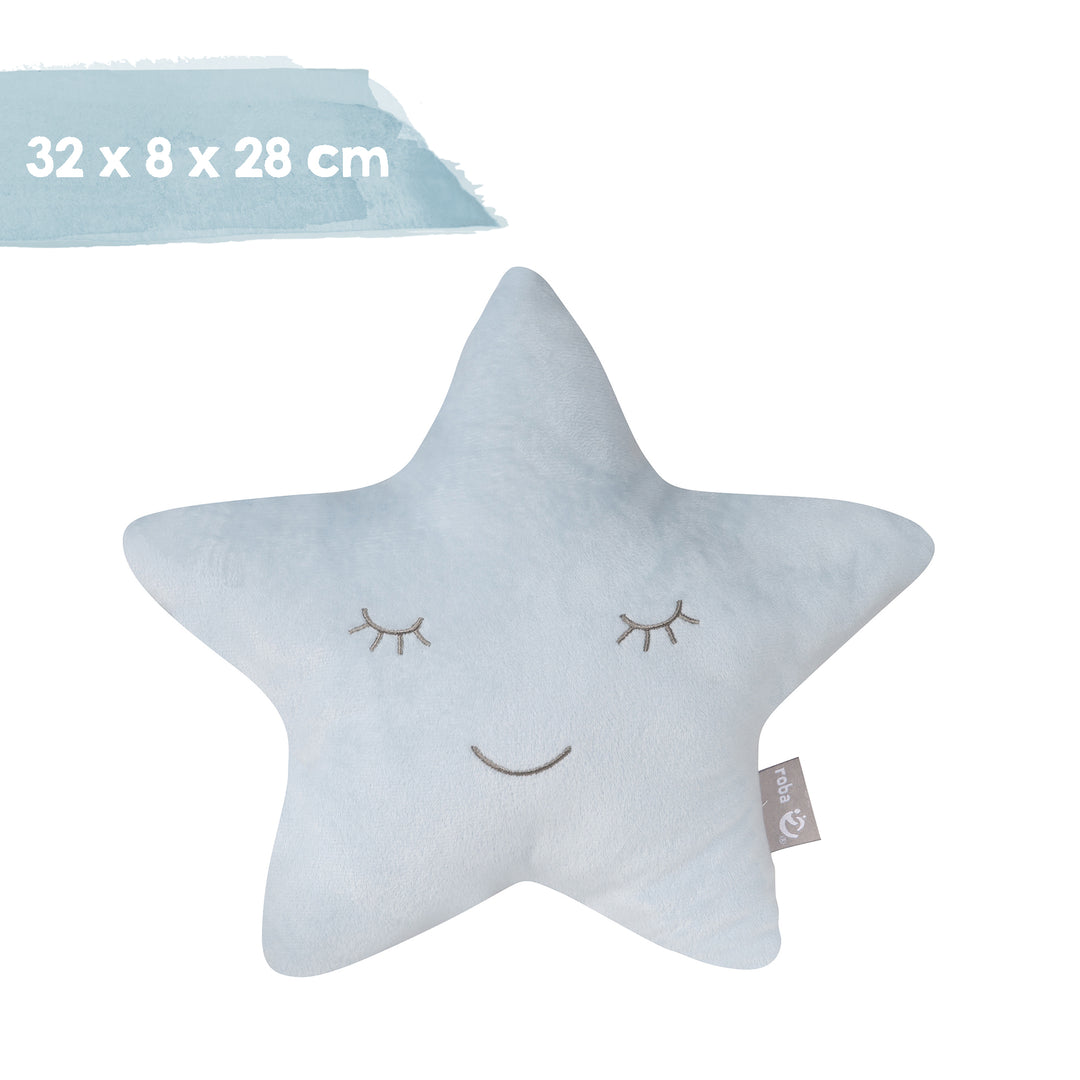 Cuddly Pillow Star 'roba Style', Light Blue, Fluffy Decorative Pillow for Baby & Children's Room