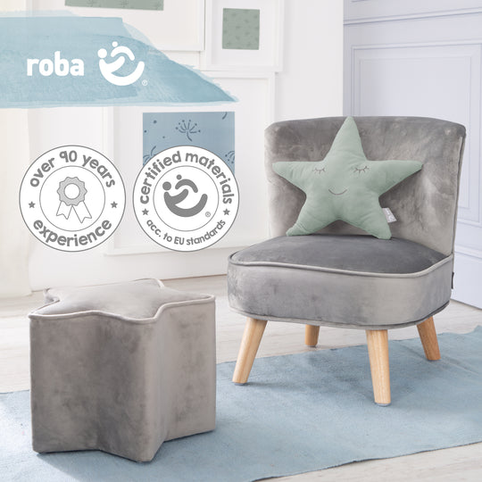 Cuddle Cushion Star 'roba Style' Frosty Green, Plush Decorative Cushion for Baby & Children's Room