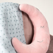 Almohada para el cuello moon 'estilo roba', rosa / malva, cojín mullido para habitaciones de bebés y niños