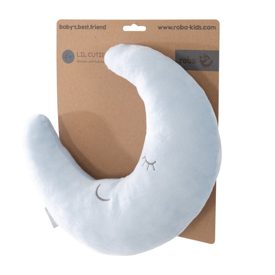 Coussin cervical en forme de lune 'roba Style' - Coussin décoratif en peluche - Bleu clair / ciel