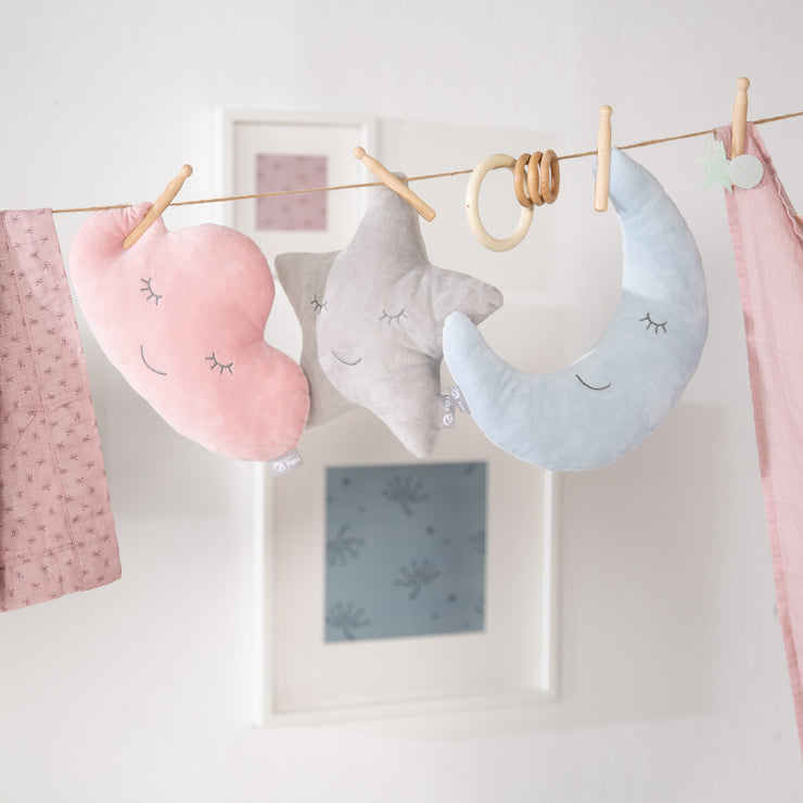 Nackenkissen Mond 'roba Style', Hellblau/Sky, flauschiges Dekokissen für Baby- & Kinderzimmer