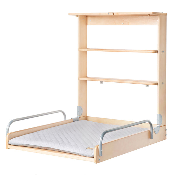 Estantería cambiador de pared en madera natural con colchón cambiador «roba Style gris»