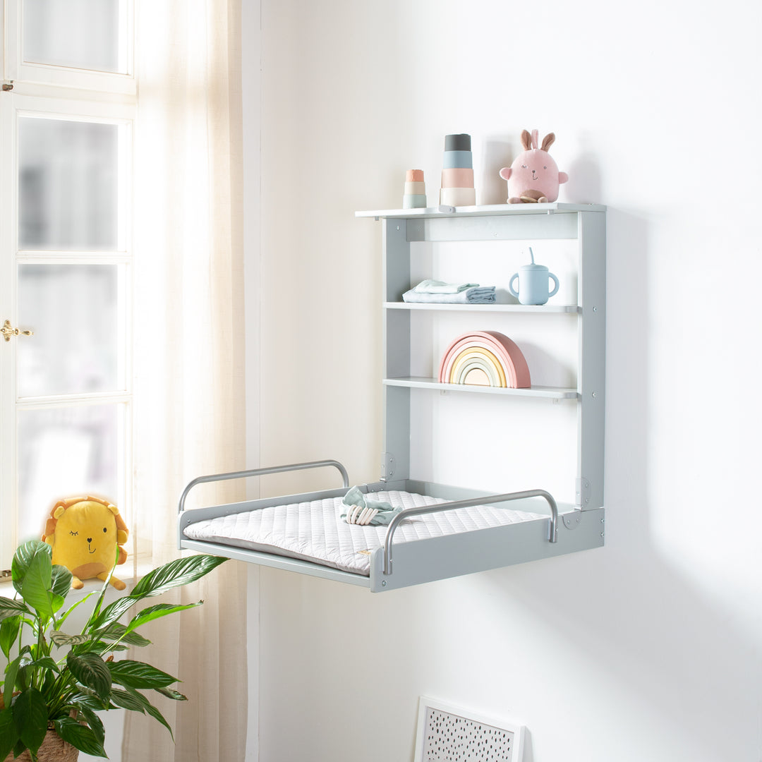 Wall Mounted Changing Shelf Taupe Including Changing Mat roba Style
