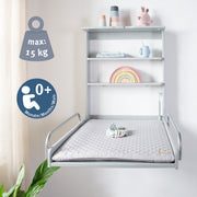 Wall-mounted changing table + Mat 'roba Style grey' - Foldable & space-saving - Grey