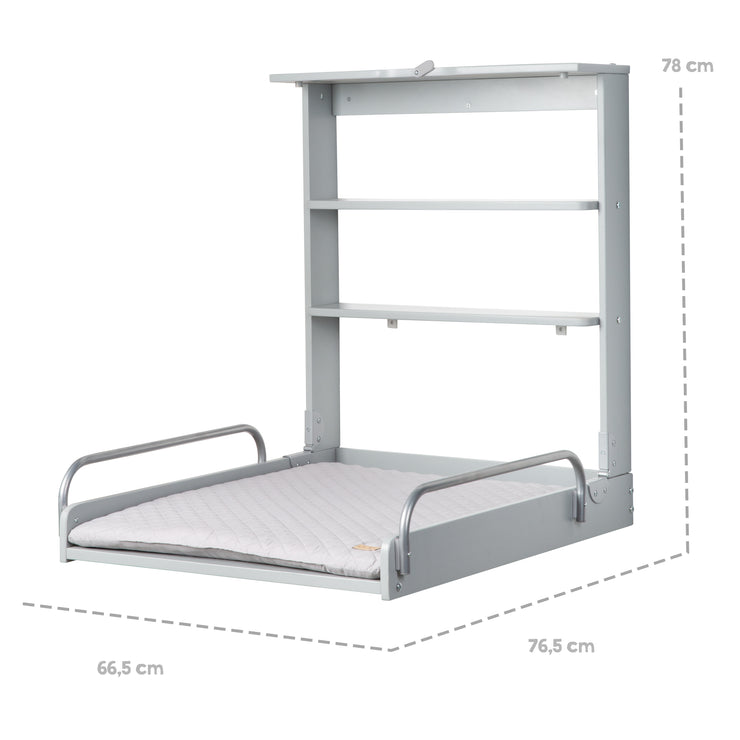 Table à langer murale + Matelas "roba Style gris" - Pliable & peu encombrant - Taupe