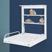 Wall-mounted changing shelf, foldable changing shelf, white, with changing mat 'Vogeltanz'