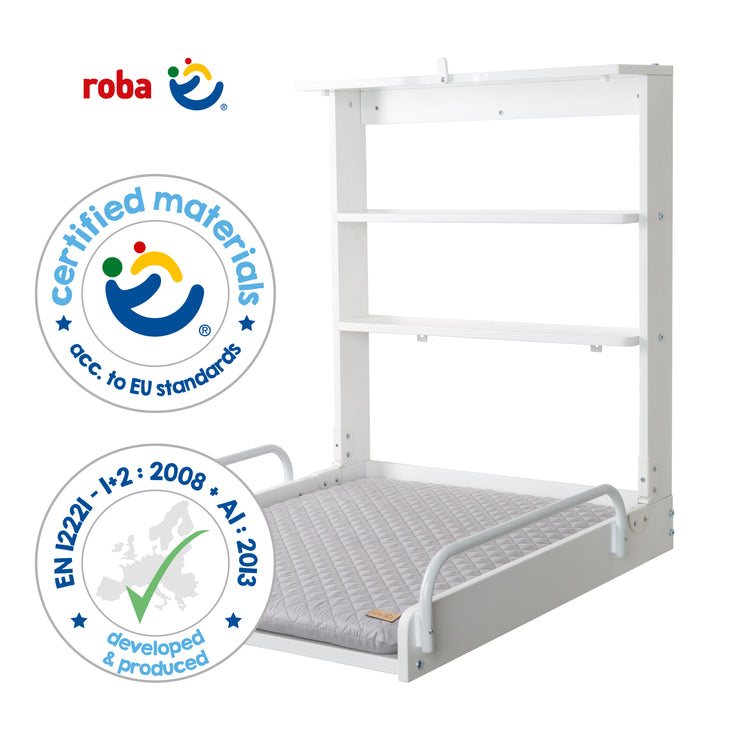 Etagère à langer murale, blanc, avec matelas à langer "roba Style"