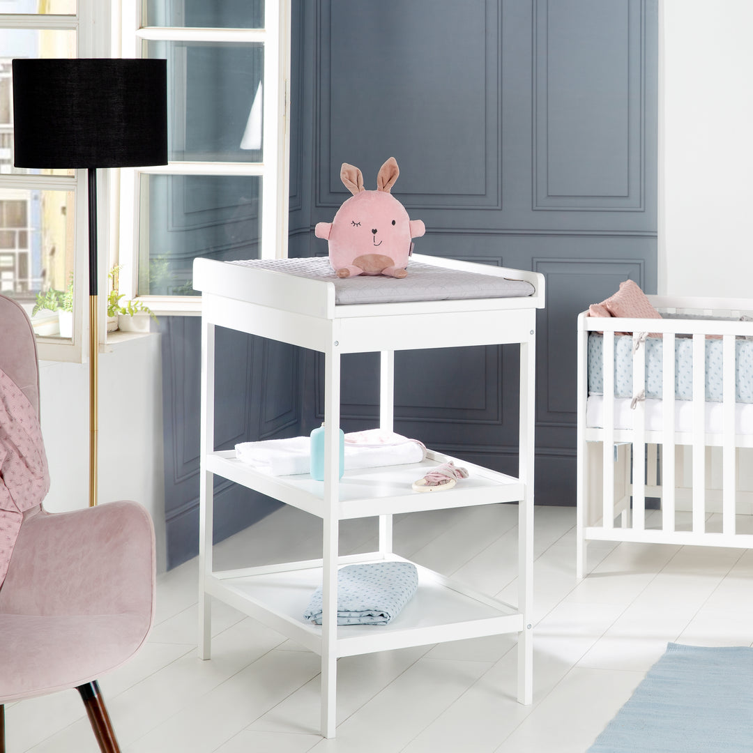 Fasciatoio Per Bambini, Postazione Cambio Pannolino Con Cintura Di Sicurezza, Organizer Portatile Per Neonati, Con Tre Vani Portaoggetti- 79 * 55,5 * 96 Cm(B/bianco E Nero