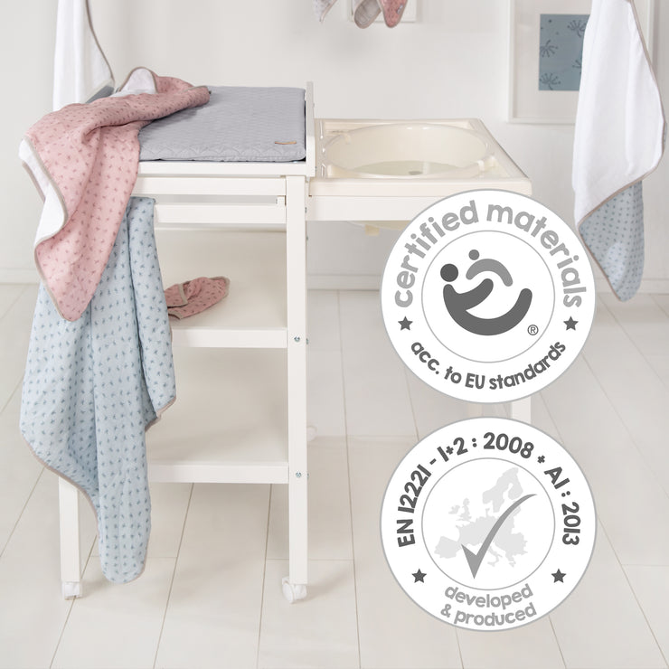 Combinación de baño y abrigo 'Baby Pool' con cambiador 'estilo roba', bañera extraíble, blanco