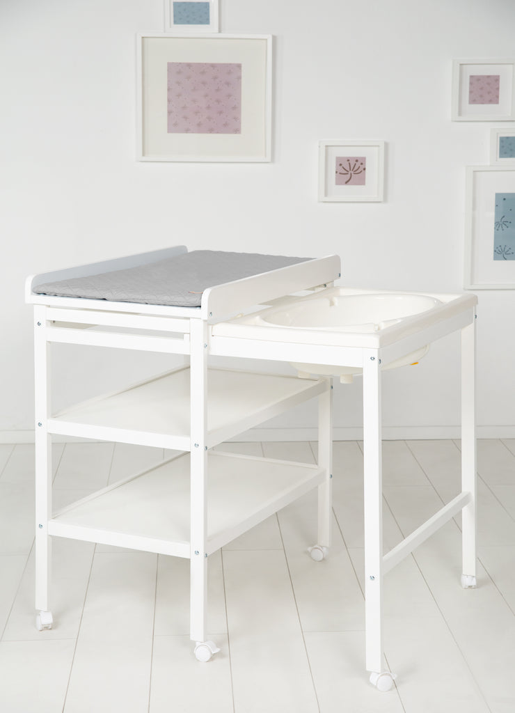 Bade wrap combination 'Baby Pool' White including changing pad 'Roba Style', pull-out tub