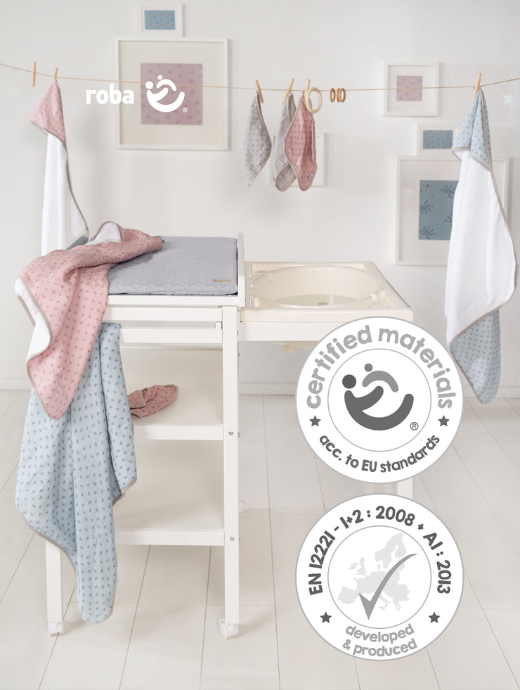 Bade wrap combination 'Baby Pool' White including changing pad 'Roba Style', pull-out tub
