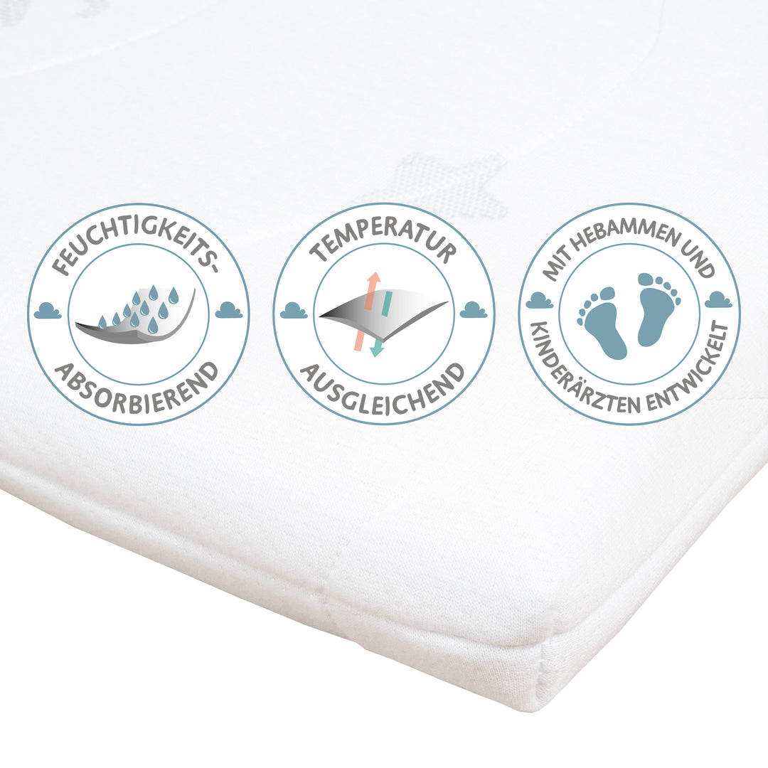 Cradle Mattress 'safe asleep®', AIR BALANCE PLUS, 40 x 90 x 5.5 cm, for Optimal Sleeping Climate