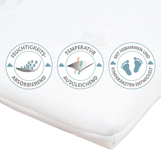 Cradle Mattress 'safe asleep®', AIR BALANCE PLUS, 40 x 90 x 5.5 cm, for Optimal Sleeping Climate