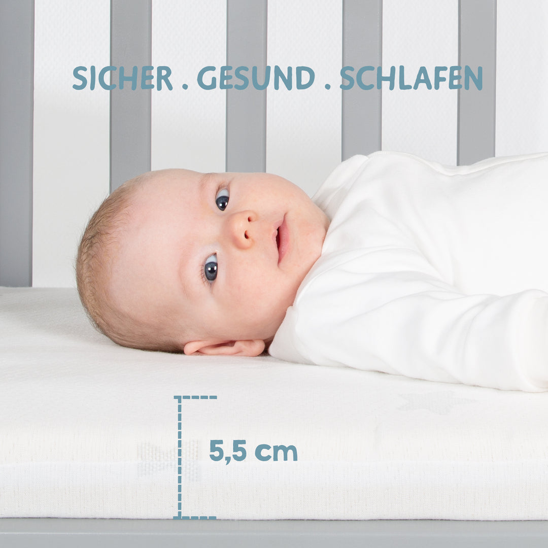 Cradle Mattress 'safe asleep®', AIR BALANCE PLUS, 40 x 90 x 5.5 cm, for Optimal Sleeping Climate