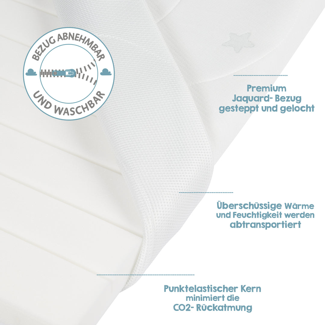 Cradle Mattress 'safe asleep®', AIR BALANCE PLUS, 40 x 90 x 5.5 cm, for Optimal Sleeping Climate