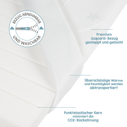 Cradle Mattress 'safe asleep®', AIR BALANCE PLUS, 40 x 90 x 5.5 cm, for Optimal Sleeping Climate