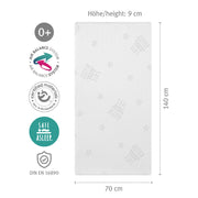 Matelas de lit pour bébé 'Safe Sleeple®', banc d'air plus, 70 x 140 x 9 cm, pour un climat de sommeil optimal