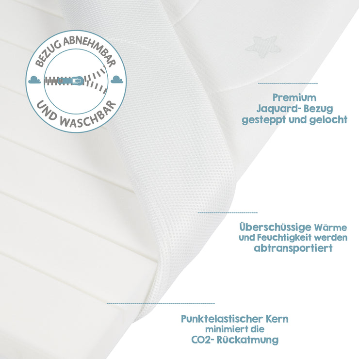 Stubenbettmatratze 'safe asleep®', AIR BALANCE PLUS, 45 x 85 x 5,5 cm, für optimales Schlafklima
