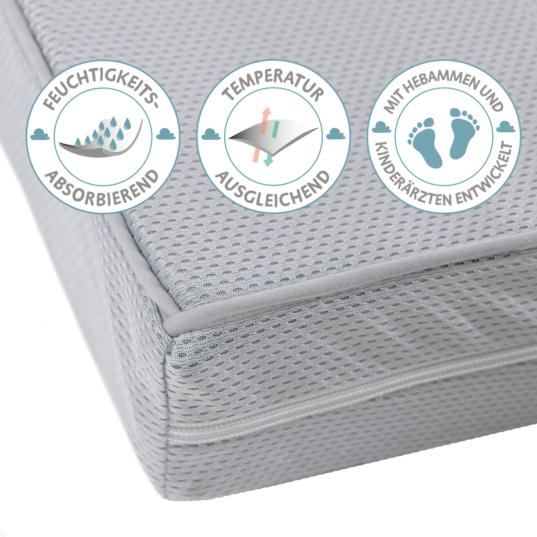 Matelas pour lit bébé 'safe asleep®' - 60 x 120 cm - AIR BALANCE PREMIUM - Épaisseur 9 cm - Gris