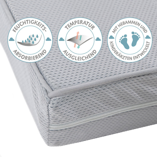 Matelas pour lit bébé 'safe asleep®' - 60 x 120 cm - AIR BALANCE PREMIUM - Épaisseur 9 cm - Gris