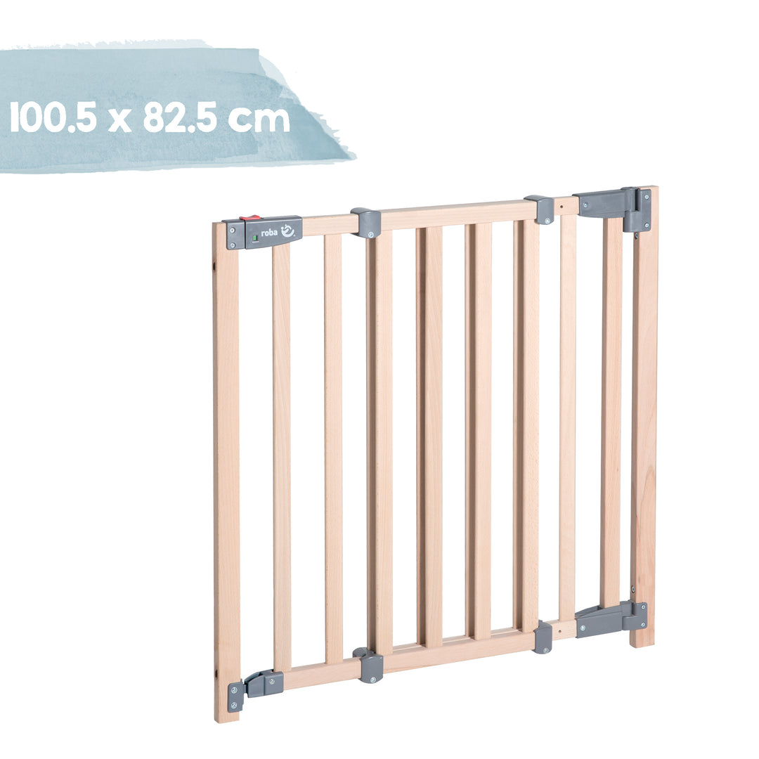 Türschutzgitter 'Safety Up', Schutzgitter mit Ampelfunktion, Buche massiv, 78 - 100,5 cm
