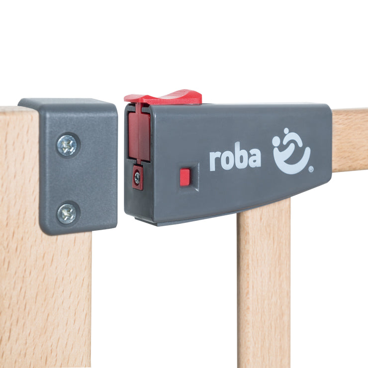 Türschutzgitter 'Safety Up', Schutzgitter mit Ampelfunktion, Buche massiv, 70 - 118,5 cm