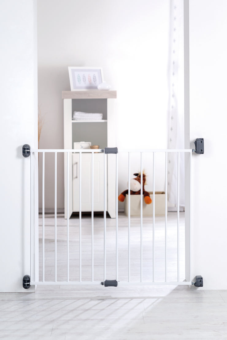 Türschutzgitter 'Easy Step', Metall Schutzgitter weiß, extra hoch, variable Breite 60 - 97 cm