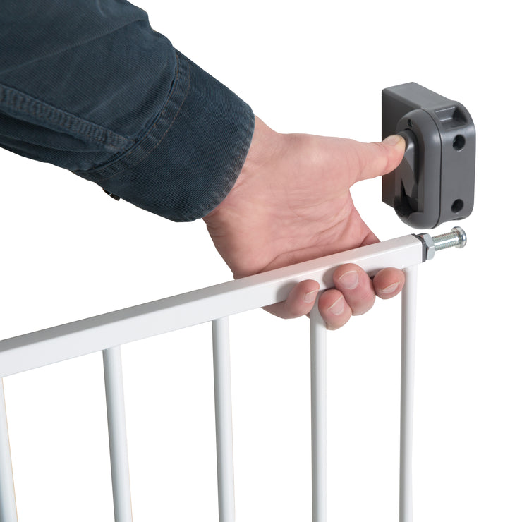 Türschutzgitter 'Easy Step', Metall Schutzgitter weiß, extra hoch, variable Breite 60 - 97 cm