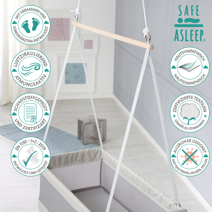 Cama colgante 'safe asleep®', 45 x 90 cm, tejido de malla incl. colchón perforado