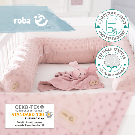 Organic Geschenkset 'Lil Planet' rosa/mauve, Bio-Bettschlange, -Decke & -Schmusetuch