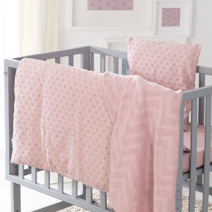 Set cadeau bio "Lil Planet" rose/mauve, draps bio, drap housse extensible et couverture, GOTS