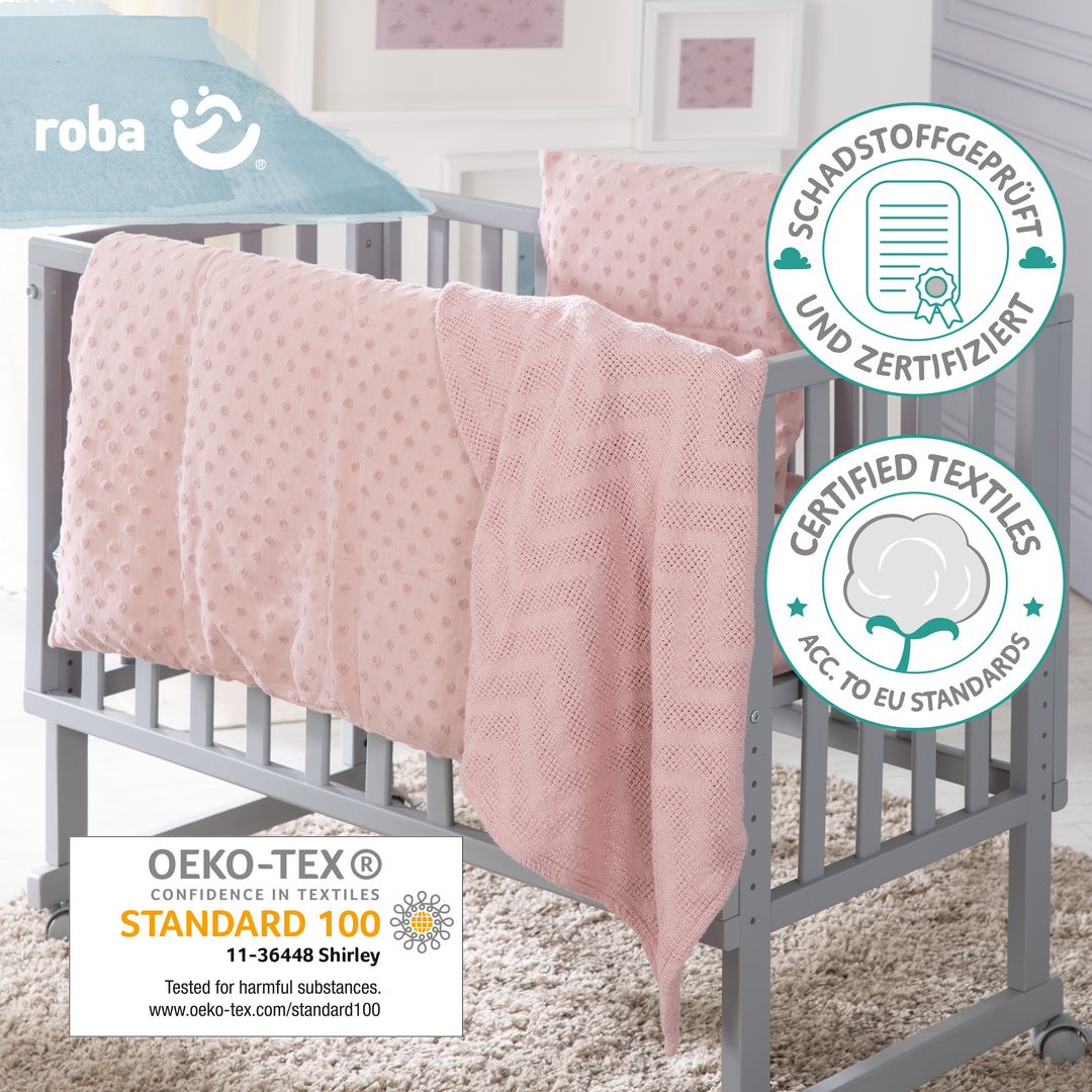 Organic Geschenkset 'Lil Planet' rosa/mauve, Bio-Bettwäsche, -Spannbettlaken & -Decke, GOTS