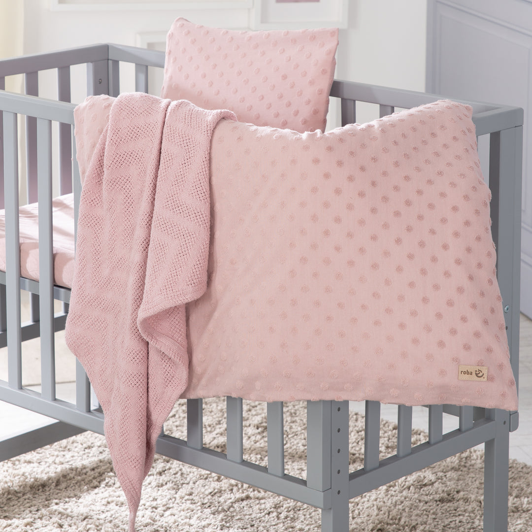 Organic Geschenkset 'Lil Planet' rosa/mauve, Bio-Bettwäsche, -Spannbettlaken & -Decke, GOTS