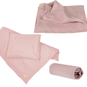 Set regalo biologico "Lil Planet" rosa / malva, biancheria da letto biologico, lenzuola con gli angoli e coperta, GOTS