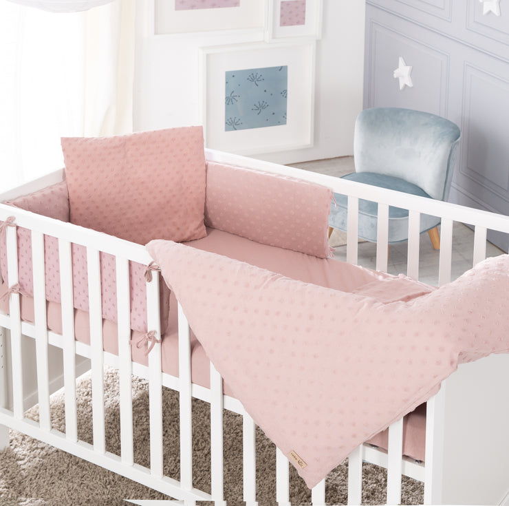 Organic gift set 'Lil Planet' pink / mauve, bed linen, fitted sheets & cot bumper