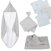 Set regalo biologico "Lil Planet" grigio argento, asciugamano, panno da bagno, panno morbido e coperta, GOTS