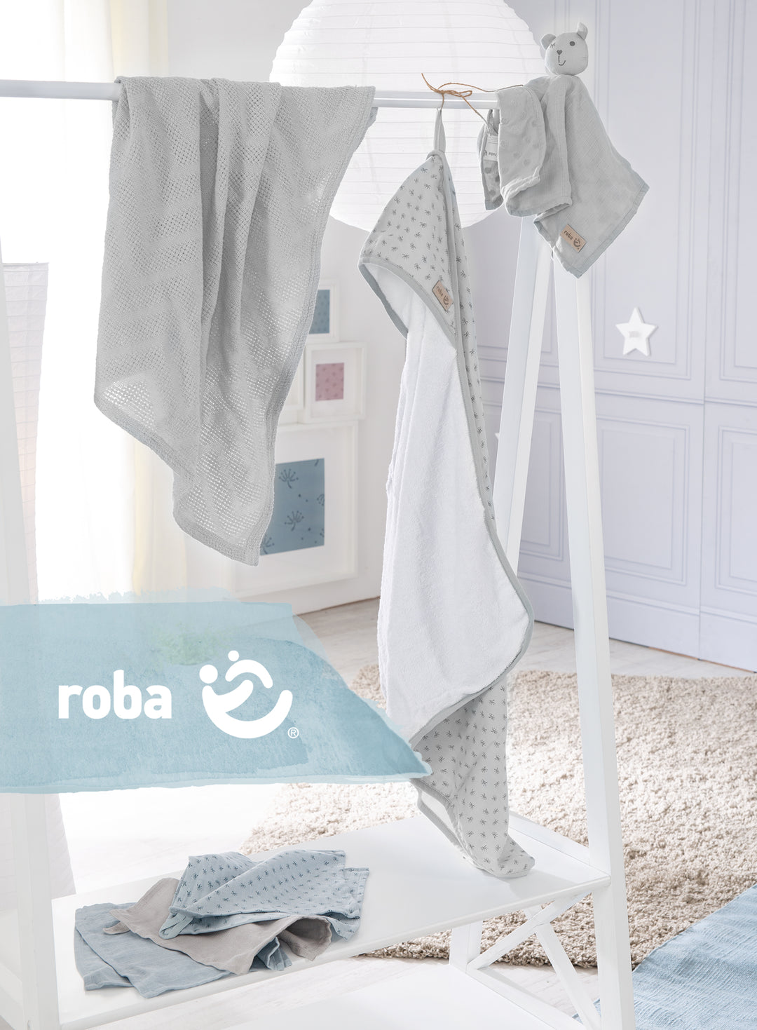 Set regalo biologico 'Lil Planet' grigio argento, Asciugamano, Panno, Panno Coccolone & Coperta, GOTS