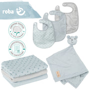 Ensemble de cadeaux biologiques bébé essentiels «Lil Planet» bleu clair / ciel, coton biologique, got, durable
