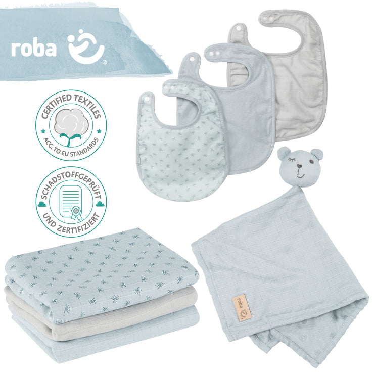 Set cadeau essentiels pour bébé "Lil Planet" bleu clair/ciel, coton bio, GOTS, durable