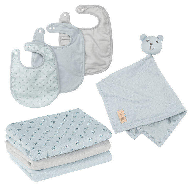 Ensemble de cadeaux biologiques bébé essentiels «Lil Planet» bleu clair / ciel, coton biologique, got, durable