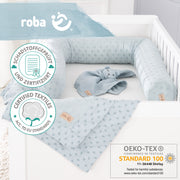 Organic Geschenkset 'Lil Planet' hellblau, Bio-Bettschlange, -Decke & -Schmusetuch