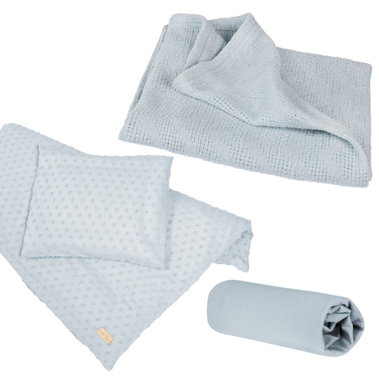 Organic Geschenkset 'Lil Planet' hellblau/sky, Bio-Bettwäsche, -Spannbettlaken & -Decke, GOTS