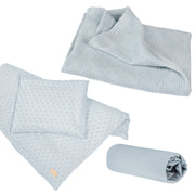 Organic gift set 'Lil Planet' light blue / sky, organic bed linen, fitted sheets & blankets, GOTS