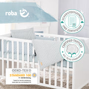 Organic gift set 'Lil Planet' light blue / sky, bed linen, fitted sheets & cot bumper