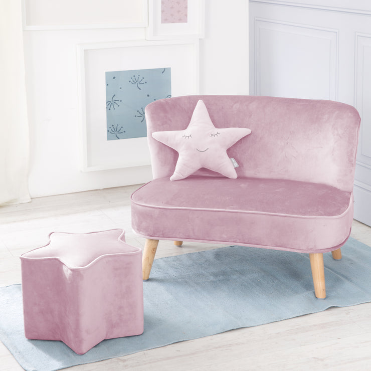 Ensemble "Lil Sofa" incl. un canapé, un tabouret et un coussin décoratif en forme d'étoile, rose/mauve