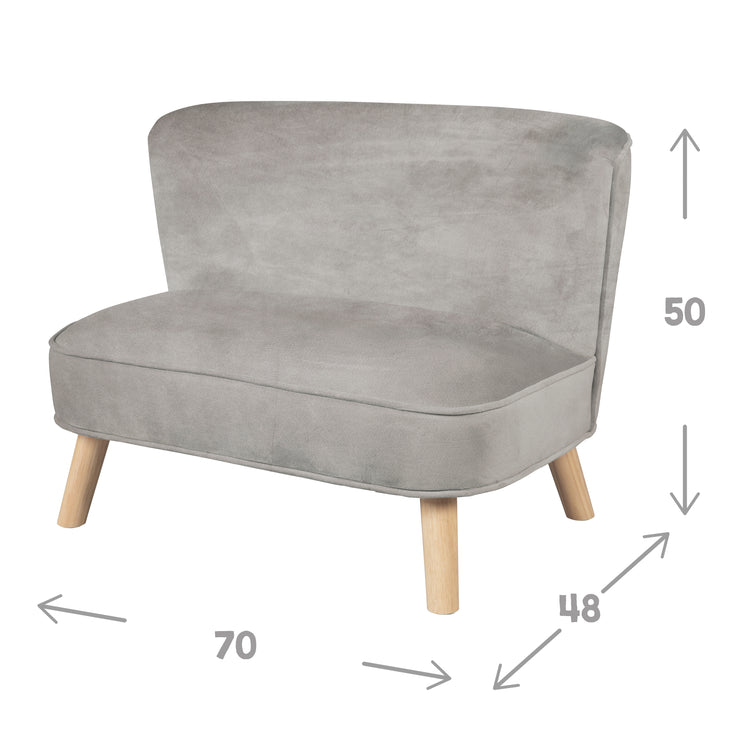 Pacchetto "Lil Sofa" contiene divano per bambini, sedia per bambini e cuscino decorativo a nuvola color grigio argento