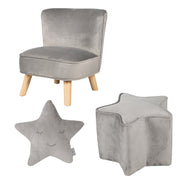 Bundle 'Lil Sofa' inkl. Kindersessel, Sternhocker & Sternenkissen in silbergrau