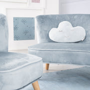 Pacchetto "Lil Sofa" contiene divano per bambini, sedia per bambini e cuscino decorativo a nuvola color azzurro/cielo