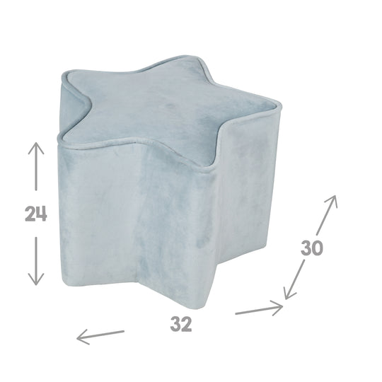 Paquete 'Lil Sofa' incluye sofá infantil, puff con forma de estrella y cojín decorativo estrella en azul claro/sky