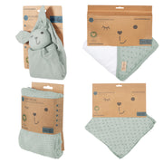 Organic Geschenkset 'Lil Planet' frosty green, Handtuch, Waschlappen, Schmusetuch & Decke, GOTS
